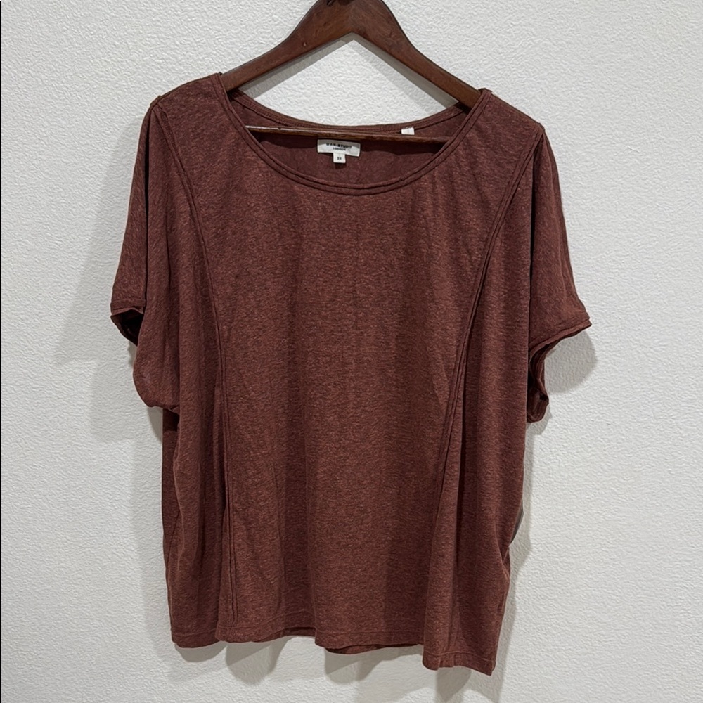 Max Studio Brown Relaxed Short Sleeve Tee